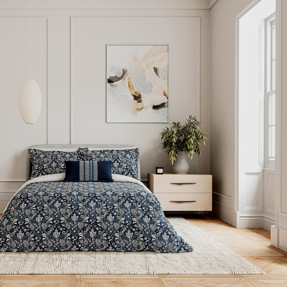 Yara Paisley Bedding Set by Bedeck of Belfast in Navy Blue